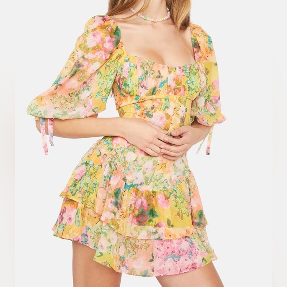 For Love And Lemons Floral Mini Dress - Picture 6 of 6